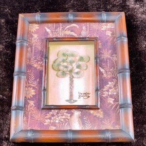 2004 Charlene Audey bamboo-framed shadow box featuring a 3D  fan palm design